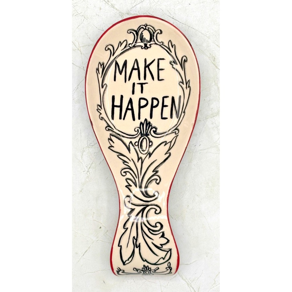 Antropologie Molly Hatch "Make It Happen" Spoon Rest * Sketched Story Ceramic